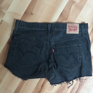 Levi's Black Jean Shorts Distressed Hem